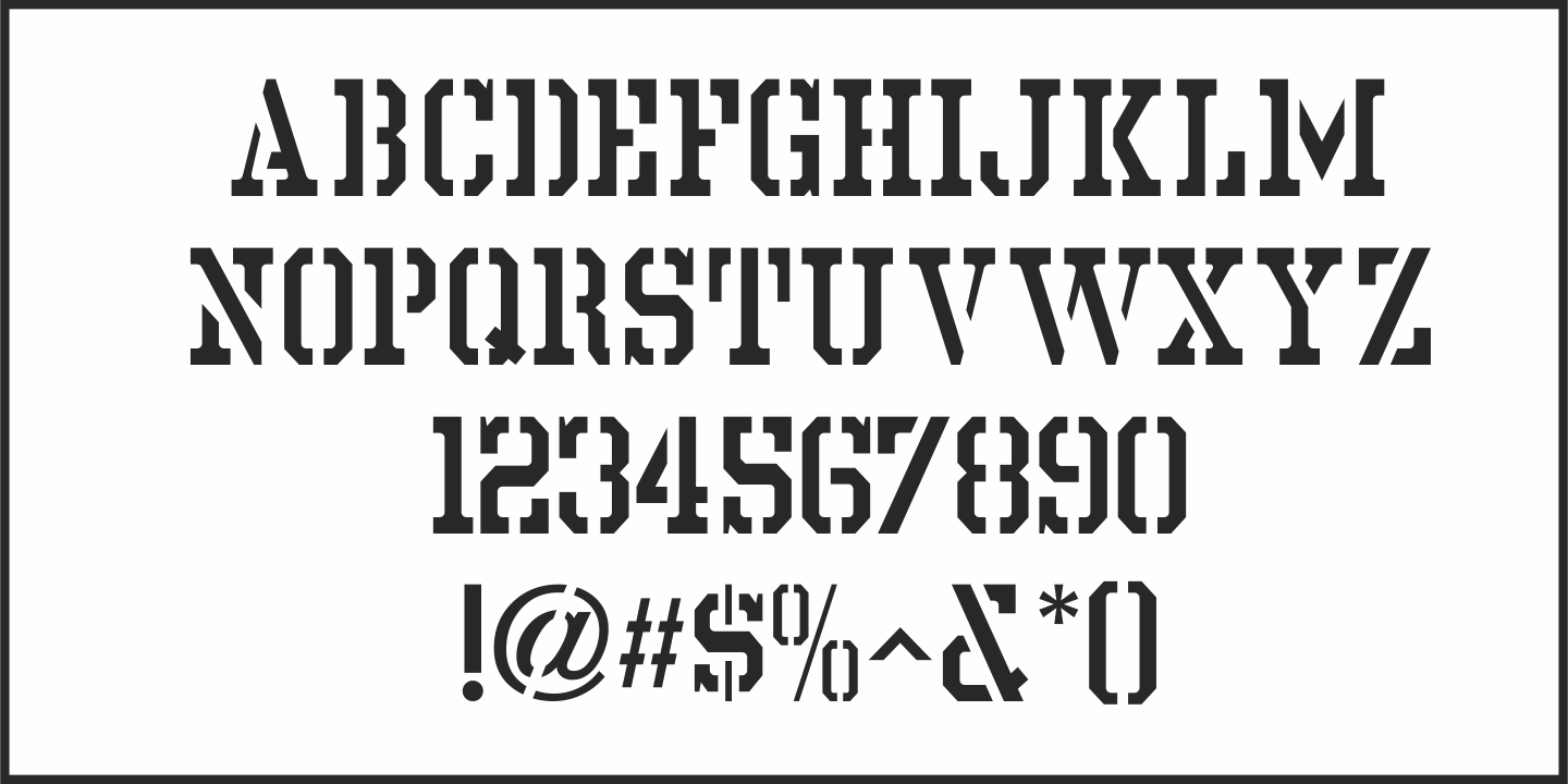 Example font Stencil Chamfer JNL #4